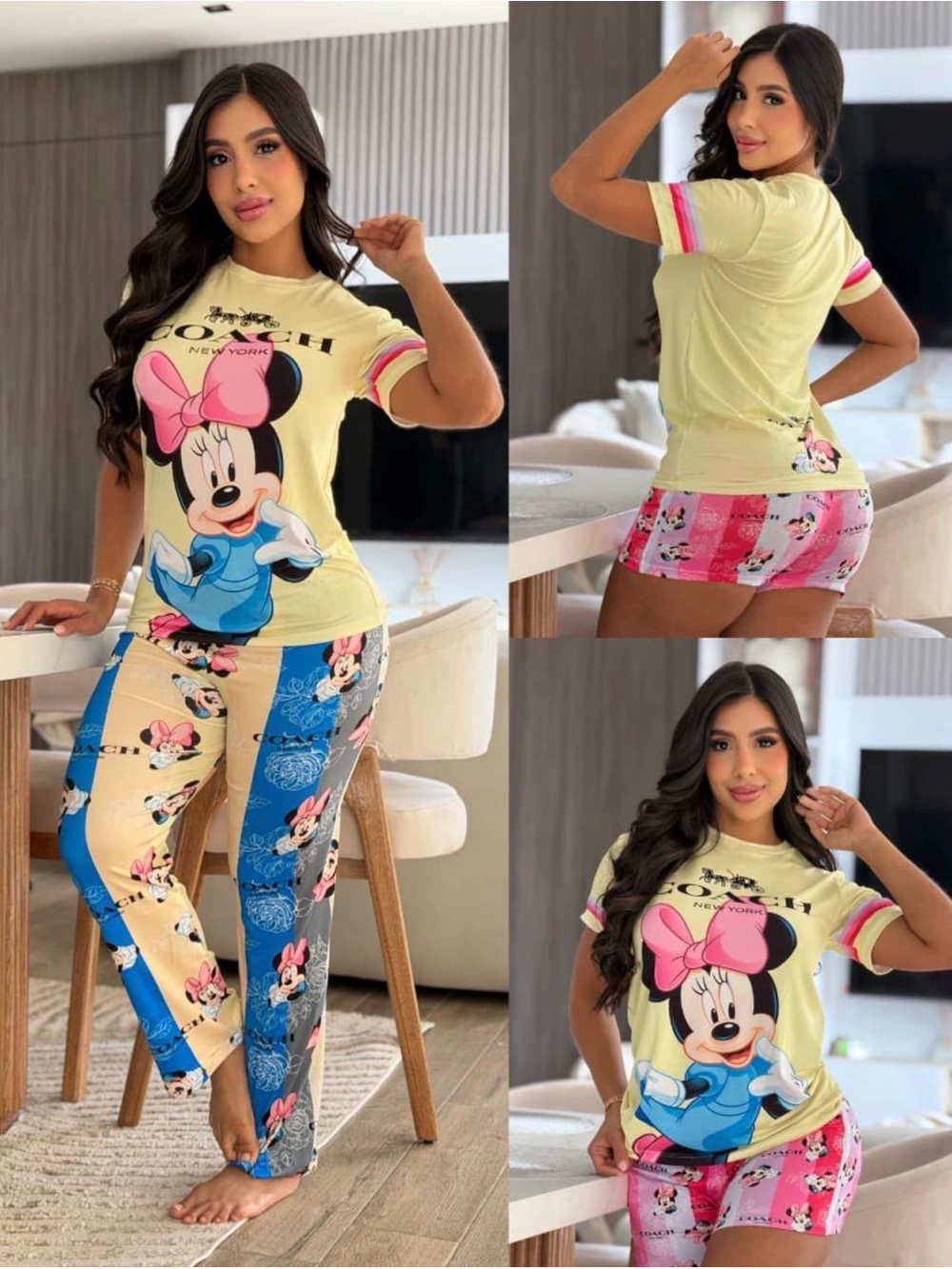 Minnie Mouse Yellow Short Sleeve Pajama Set one sized runs from small to large